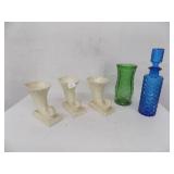 Set of decorative glass vases