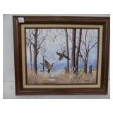 Framed Oil Painting (Wood Ducks)   By S. Winge – 23" x 19"
