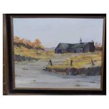 Framed Oil Painting (Old Barn)   By S. Winge – 28" x 24"