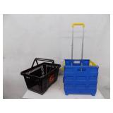 Fold‑Up Cart + Plastic Basket