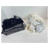 Lot of denim aprons (6) and rags