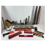 Lot Of Speed Squares, Carpenter Squares, Levels and Tapes