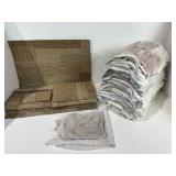Lot of carpet squares, drop cloths, and absorbent rags