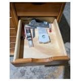 Rolling work table with built-in shelving