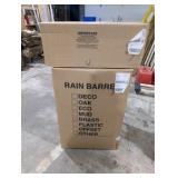 NEW 50-Gallon Flat-Back Rain Barrel w/ Stand – Oak-Style Poly Barrel, Brass Spigot, Screen, Hardware + Bonus Cleaning Wipes