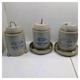 Vintage Red Wing Pottery Ko-Rec Chicken Feeder 10" 2 With Base