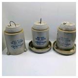 Vintage Red Wing Pottery Ko-Rec Chicken Feeder 10" 2 With Base