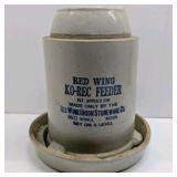 Vintage Red Wing Pottery Ko-Rec Chicken Feeder 10" 2 With Base