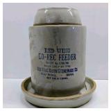 Vintage Red Wing Pottery Ko-Rec Chicken Feeder 10" 2 With Base