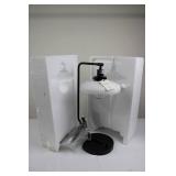 Heath & Hand with Magnolia Table Lamp - Black Finish - Glass Shade - 22in Tall