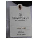 Heath & Hand with Magnolia Table Lamp - Black Finish - Glass Shade - 22in Tall