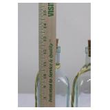 Emerald Green Glass Bottles with Cork Stoppers & Flower-Shaped Rosette Bowls