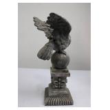 Cast Stone Bird Finial on Orb Pedestal with Fleur-de-Lis Base