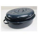 Dutch Oven - Enamel Cast Iron, Speckled Blue Finish, With Lid 17"