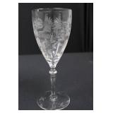 Crystal Wine Glasses - Etched Floral Pattern (Set of 5)
