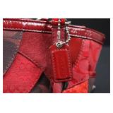 Coach Patchwork Signature Tote - Red Leather & Fabric Handbag