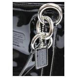 Coach Black Patent Leather Handbag - Silver Hardware & Chain-Accent Handles