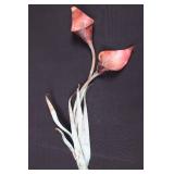 Copper Lily Metal Sculpture - Two-Bloom Stem Plant Art