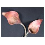 Copper Lily Metal Sculpture - Two-Bloom Stem Plant Art