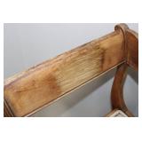 Antique Carved Oak Settee with Lyre Back and Scroll Arms - Hall Bench