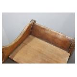 Antique Carved Oak Settee with Lyre Back and Scroll Arms - Hall Bench