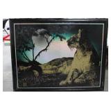 Framed Moonlit Dog Landscape Art Print 59" x 47" x 1.5"