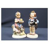 Goebel Porcelain Figurines - Pair of Children with Chickens (Lot of 2)