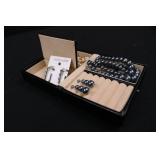 Marlyn Schiff Pearl Necklace & Earrings Set in Black Jewelry Box 5.5"