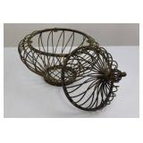 Vintage Iron Wire Bird Cage - Decorative Spherical Dome with Hanging Loop 14"
