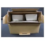 SummerTime 5-Piece Square Ceramic Bowl Set - White Exterior, Orange Interior