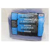 Tarps 2-Pack Heavy-Duty Blue Reversible 3.6 m x 4.8 m (12 ft x 16 ft)