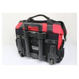 Husky Rolling Tool Bag - Red/Black, 18in, Telescoping Handle & Front Pockets 15" x 16"