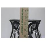 Glass Vase with Wrought-Iron Scrollwork Cage, 9-10 in Tall