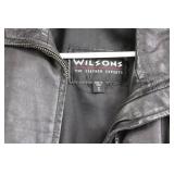 Wilsons Leather Moto Jacket - Black Real Leather, Size S, Zipper Pockets & Belt