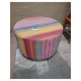 Striped round ottoman
