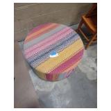 Striped round ottoman