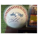 Joe Mauer #7 Autographed Baseball in Stand with Minnesota Crime Prevention Baseball Card, Minnesota Twins Legend ✨⚾