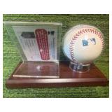 Joe Mauer #7 Autographed Baseball in Stand with Minnesota Crime Prevention Baseball Card, Minnesota Twins Legend ✨⚾
