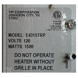 TPI In-Wall Electric Vent Heater - 1500W, 5120 BTU, 220 Sq. Ft. Heating Area, Built-In Thermostat, Model# E4315TRP #255389 Msrp $264.32