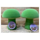 Velvet Covered Ceramic Decor Mushroom lot of 2
