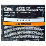 NorthStar Cast Iron Submersible Trash Water Pump, 3965 GPH Max. Flow, 2in. Port #5842611 Msrp $254.99