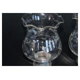 Sterling Silver & Etched Glass Candlesticks