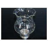 Sterling Silver & Etched Glass Candlesticks