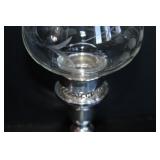 Sterling Silver & Etched Glass Candlesticks