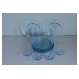 Blue Depression Glass Plates & Shell Dishes
