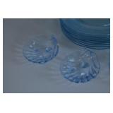Blue Depression Glass Plates & Shell Dishes