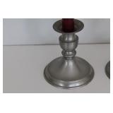 Leonard Pewter Candlesticks & Wilton Bowl