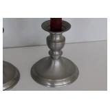 Leonard Pewter Candlesticks & Wilton Bowl