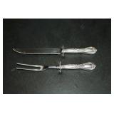 Sheffield Sterling Silver Carving Knife And Fork Set