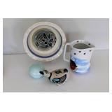 Artisan Pottery Pitcher, Bowl & Dcor